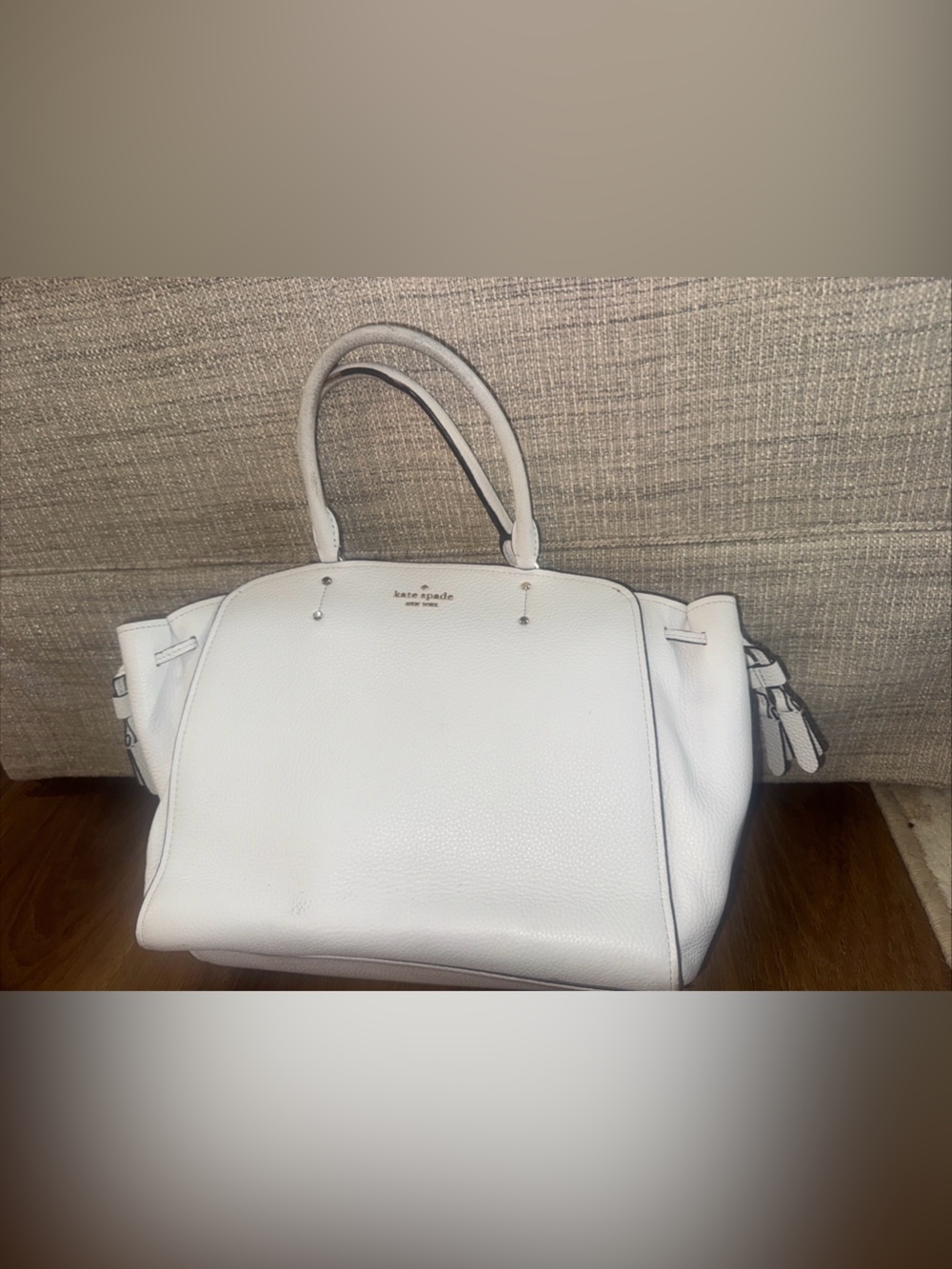kate spade new york white Satchel Top Handle Zip Strap Pockets
